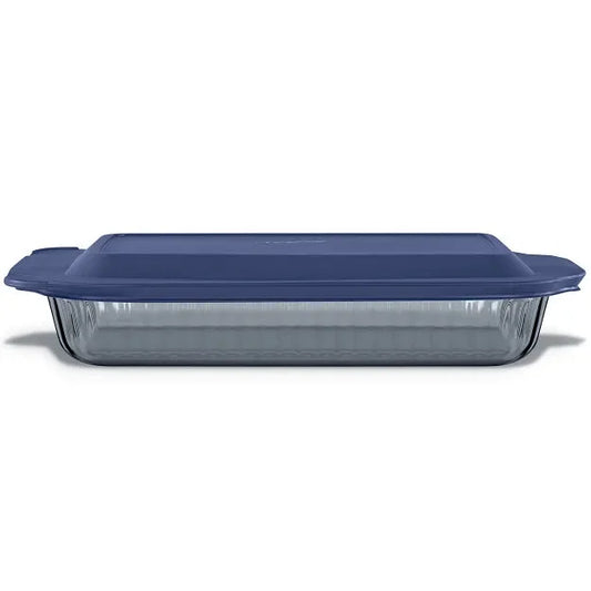 Pyrex® Colors Sculpted Tinted 9" x 13" Baking Dish with Plastic Lid, Smoke