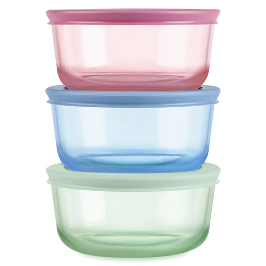 Pyrex® Simply Store® Tinted Glass 2-cup Round Storage Containers, 6-pc Set, Mixed Colors