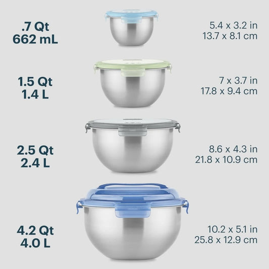 Pyrex® 8-piece Stainless Steel Mixing Bowl Set