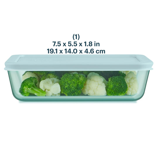Pyrex® Simply Store® Tinted Glass 6-cup Rectangle Storage Container with Lid, Aqua