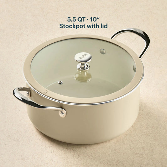 Pyrex® Ceramic Cookware 10-in/4.5qt Stock Pot with Lid